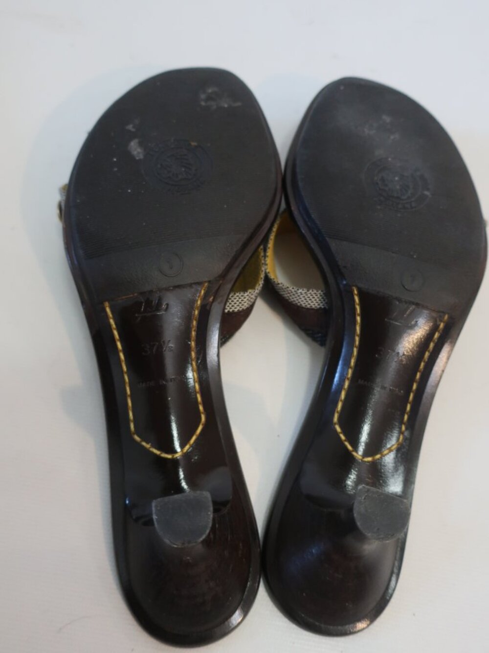 Women Louis Vuitton Revival Cloth Brown, Gray Mule Sandals 37 1/2 EU/US 7.5 - Picture 11 of 13
